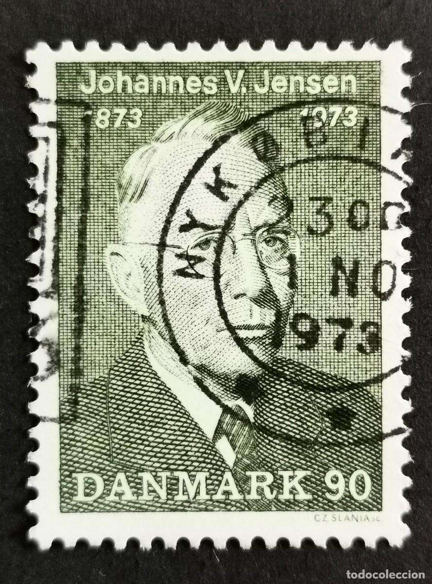 Sellos: Sello Dinamarca 1973, Johannes Vilelm Jensen, autor (1873 - 1950), 90 &oslash;re. Michel: DK 540