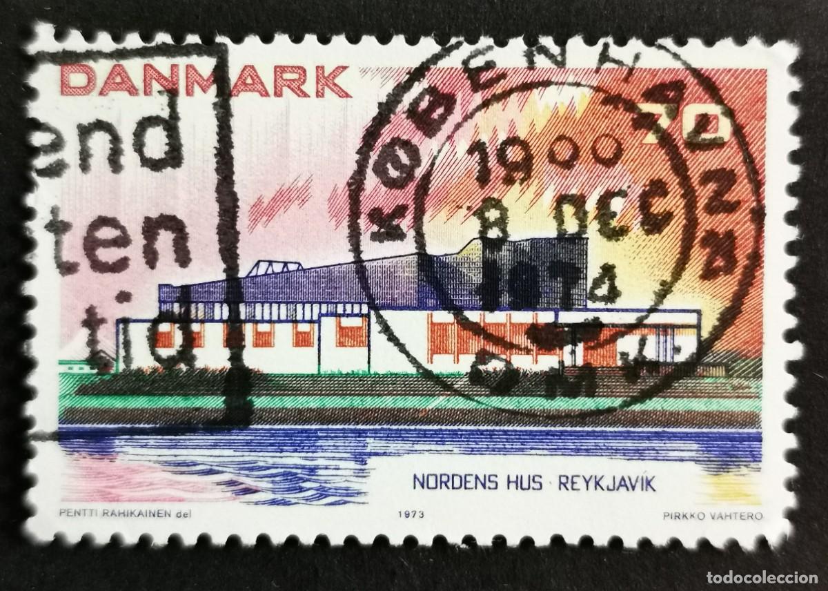 Sellos: Sello Dinamarca 1973, Casa N&oacute;rdica, Reikiavik, Islandia, 70 &oslash;re. Michel: DK 545