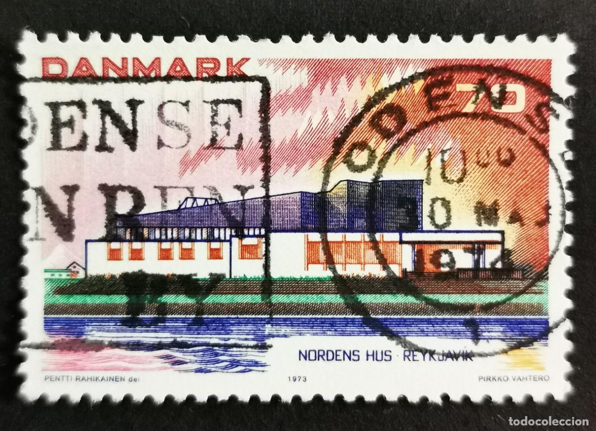 Sellos: Sello Dinamarca 1973, Casa N&oacute;rdica, Reikiavik, Islandia, 70 &oslash;re. Michel: DK 545