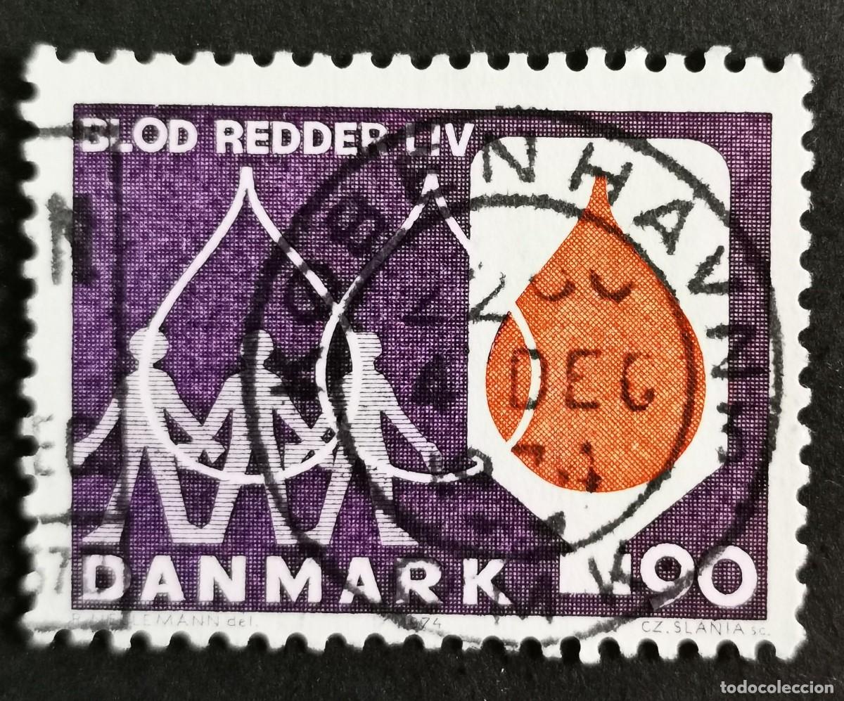 Sellos: Sello Dinamarca 1974, Campa&ntilde;a de donaci&oacute;n de sangre y donantes, 90 &oslash;re. Michel: DK 555