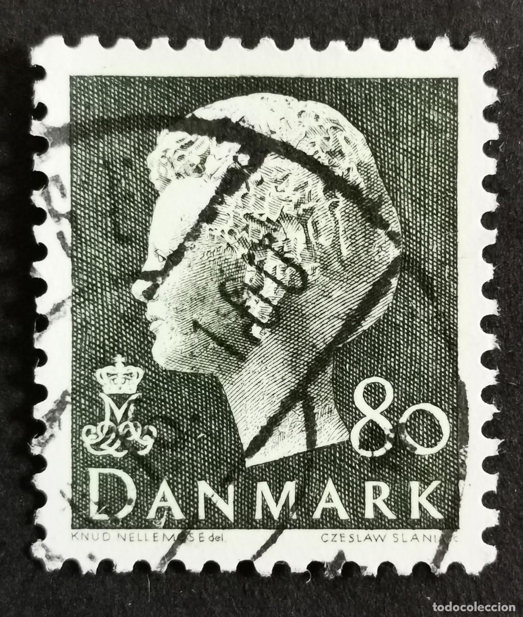 Sellos: Sello Dinamarca 1974, Reina Margarita II, 80 &oslash;re. Michel: DK 559y