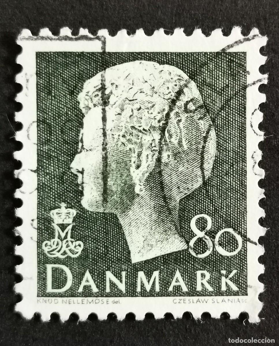 Sellos: Sello Dinamarca 1974, Reina Margarita II, 80 &oslash;re. Michel: DK 559y
