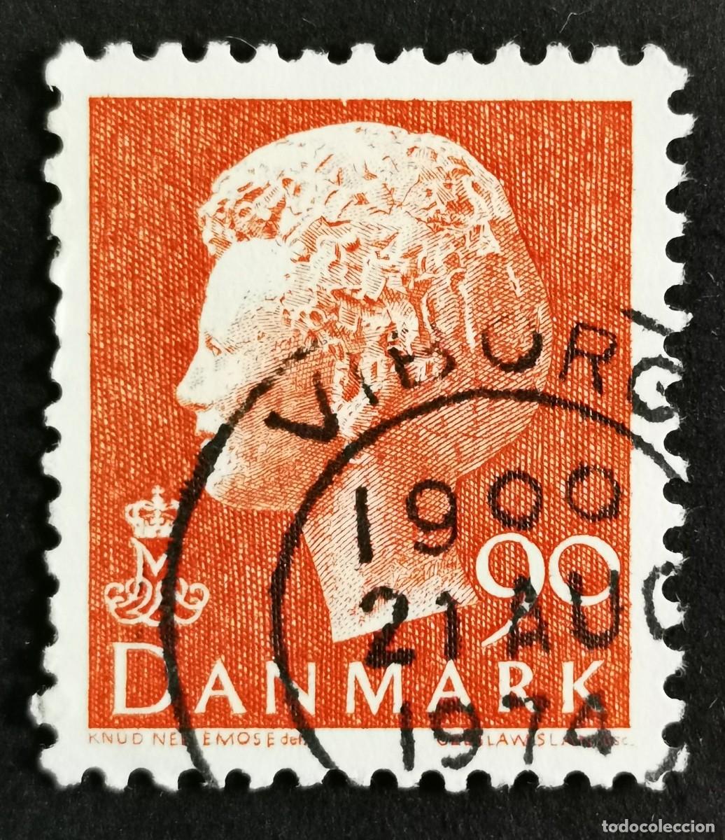 Sellos: Sello Dinamarca 1974, Reina Margarita II, 90 &oslash;re. Michel: DK 571x