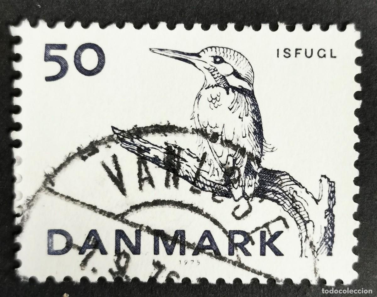 Sellos: Sello Dinamarca 1975, Mart&iacute;n pescador com&uacute;n (Alcedo atthis), 50 &oslash;re. Michel: DK 602