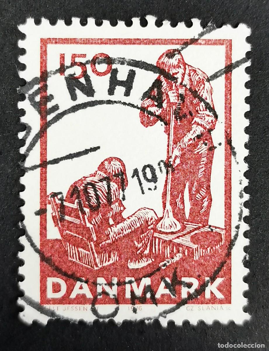 Sellos: Sello Dinamarca 1976, Soplado de vidrio, 150 &oslash;re. Michel: DK 634