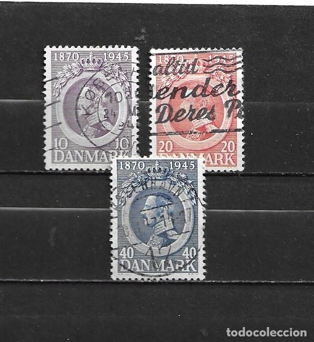 Sellos: Dinamarca, 1945, 75 aniversario de Cristian X, completa, usados, yvert 298-300