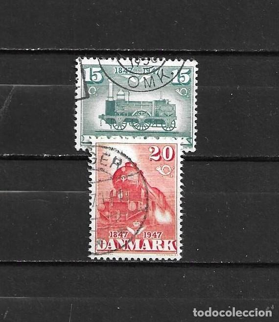 Sellos: Dinamarca, 1947, centenario del ferrocarril dan&eacute;s, usados, yvert 311-312