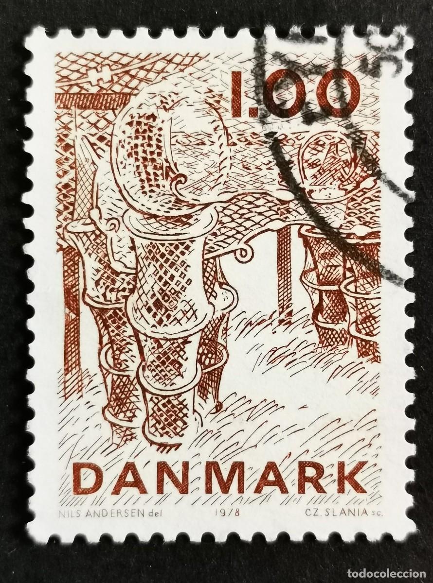 Sellos: Sello Dinamarca 1978, Trampas para anguilas, 1 dkr. Michel: DK 669