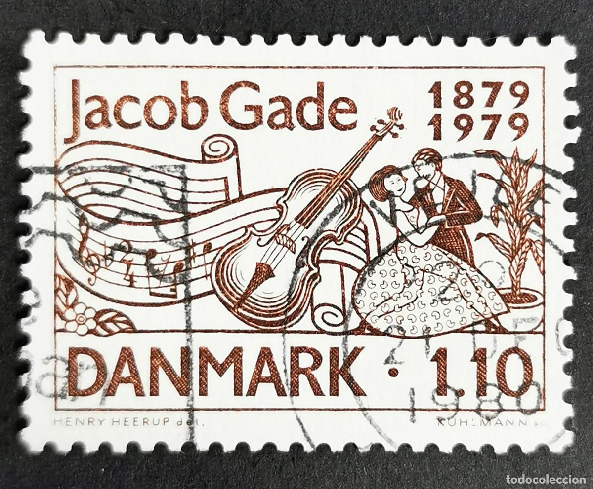 Sellos: Sello Dinamarca 1979, M&uacute;sica, viol&iacute;n y bailarines - J.Gade (compositor), 1,10 dkr. Michel: DK 695