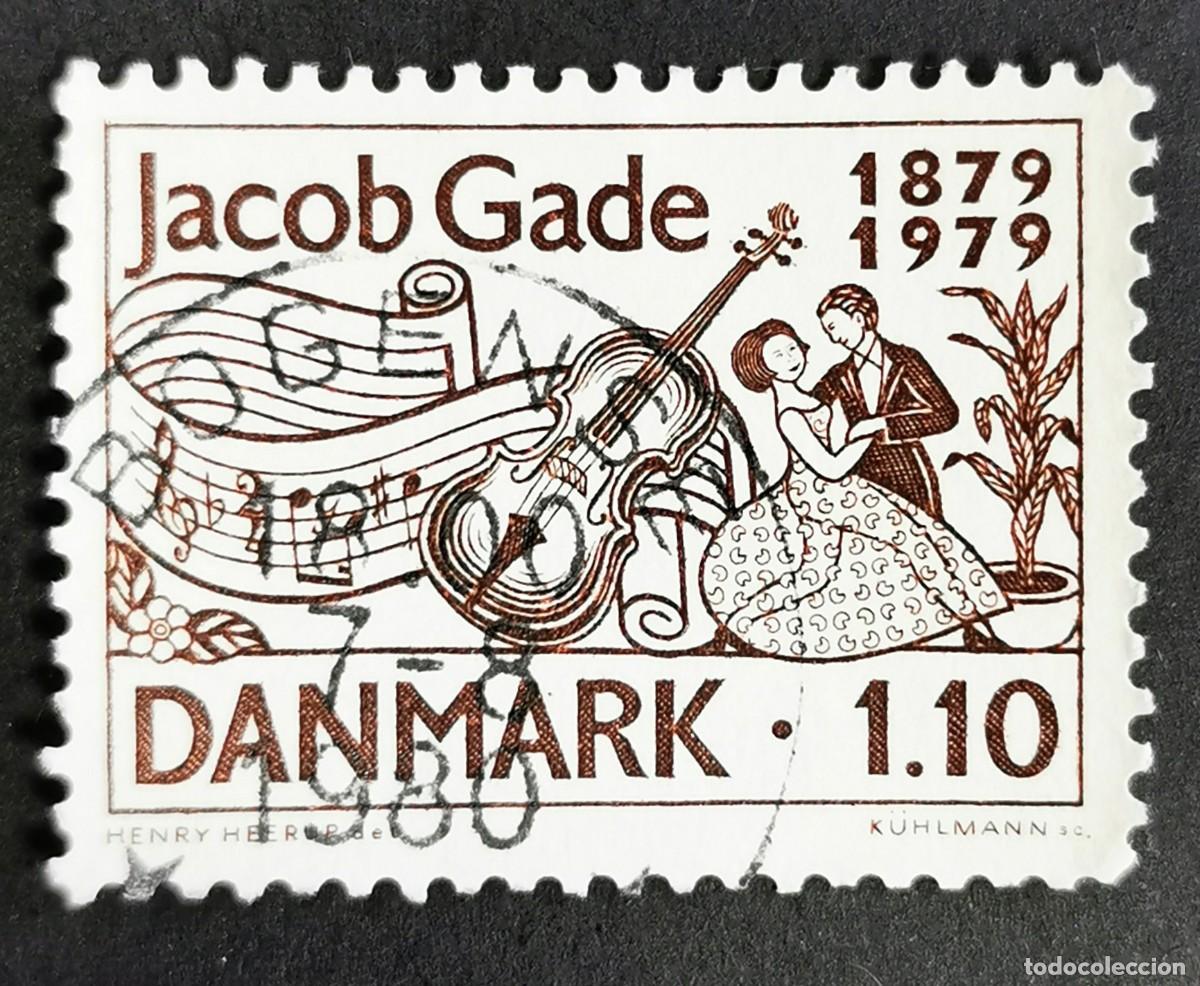 Sellos: Sello Dinamarca 1979, M&uacute;sica, viol&iacute;n y bailarines - J.Gade (compositor), 1,10 dkr. Michel: DK 695