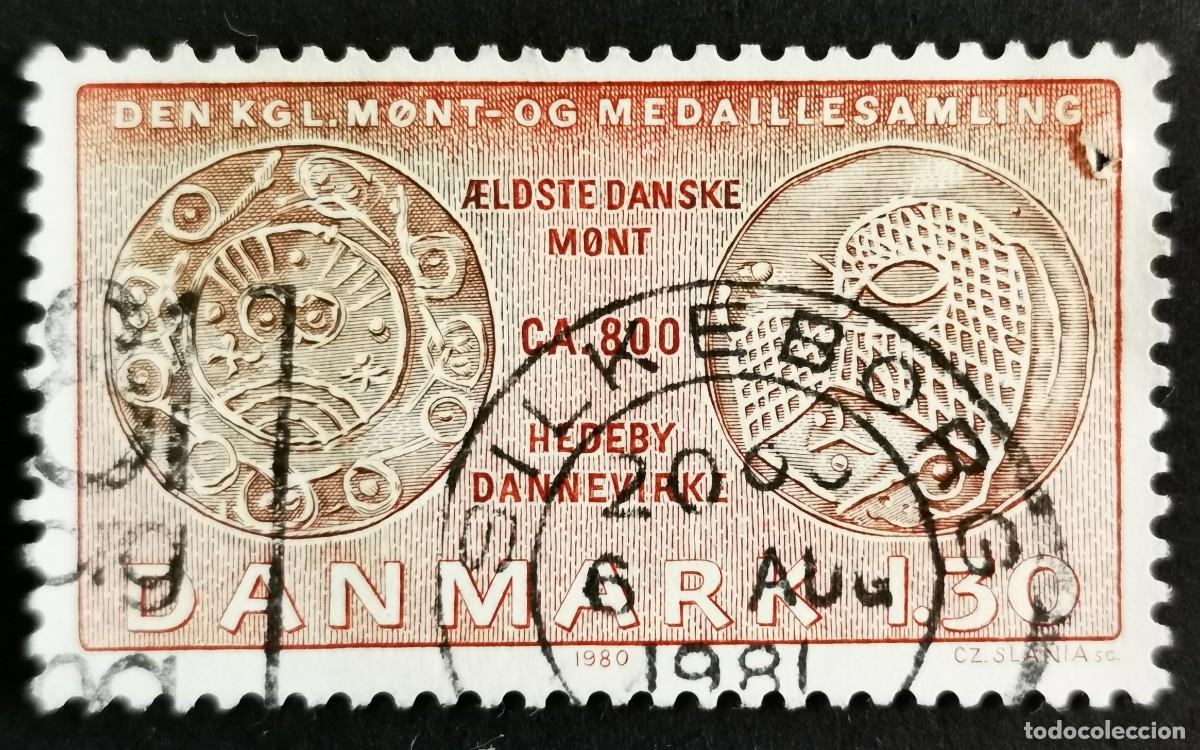 Sellos: Sello Dinamarca 1980, Dibujo de la moneda danesa m&aacute;s antigua, Hedeby, 1,30 dkr. Michel: DK 712