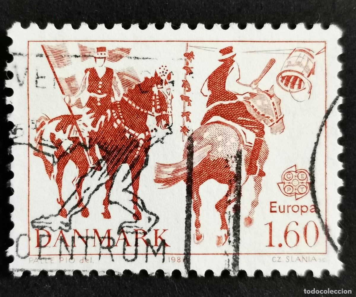 Sellos: Sello Dinamarca 1981, Inclin&aacute;ndose contra barril (costumbre de Carnaval), 1,60 dkr.. Michel: DK 730