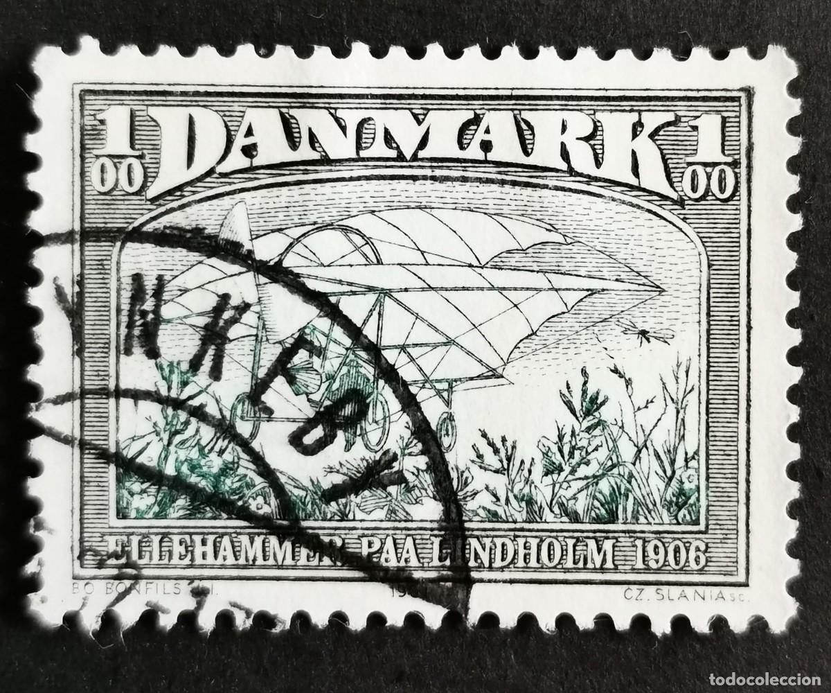Sellos: Sello Dinamarca 1981, Ellehammer en Lindholm, 1906, 1 dkr. Michel: DK 740