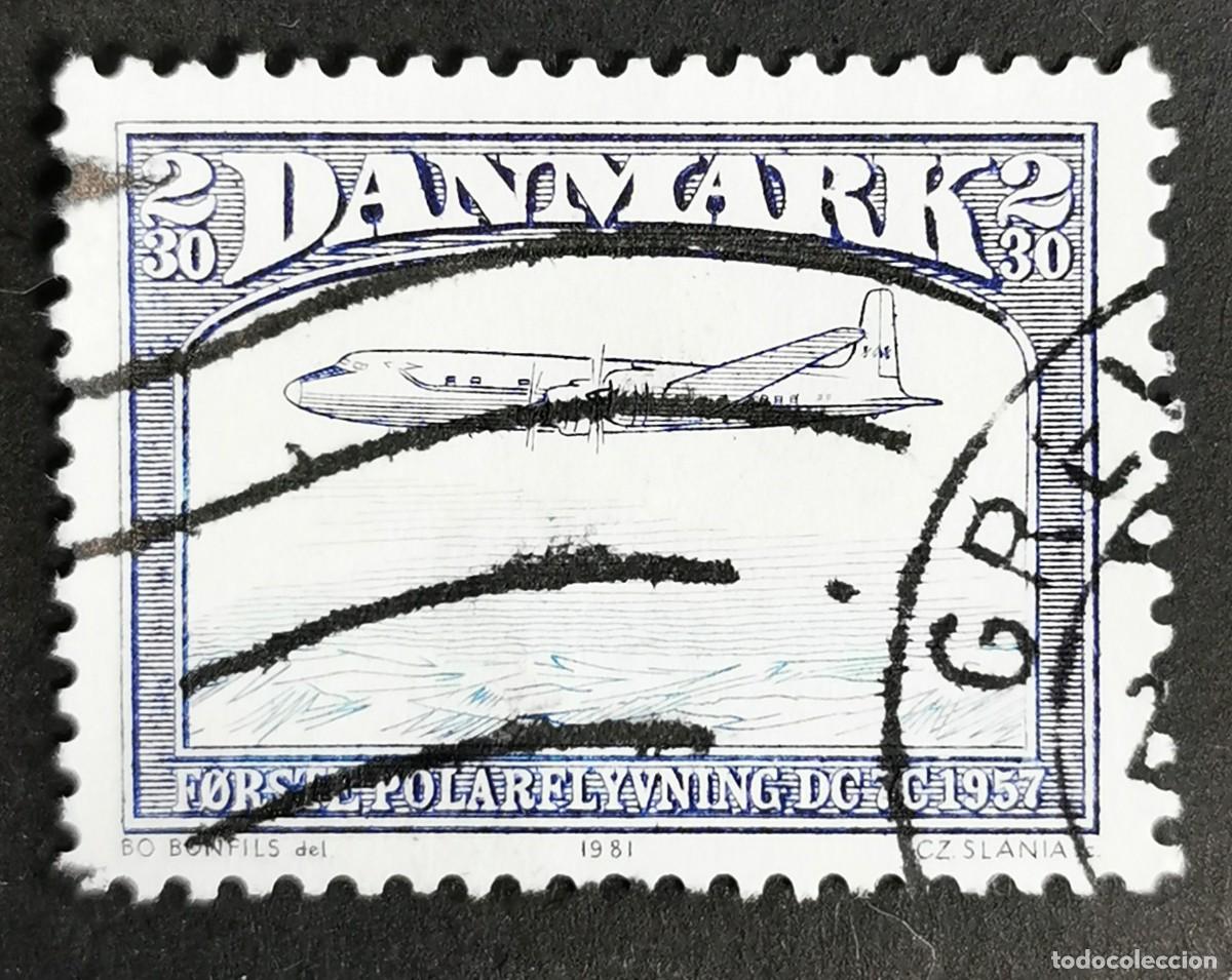Sellos: Sello Dinamarca 1981, Douglas DC-7C &rdquo;Siete Mares&rdquo;,2,30 dkr. Michel: DK 743