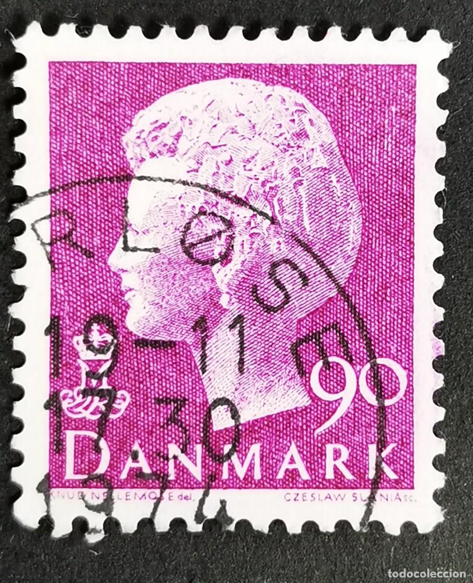 Sellos: Sello Dinamarca 1974, Reina Margarita II, 90 &oslash;re. Michel: DK 560y