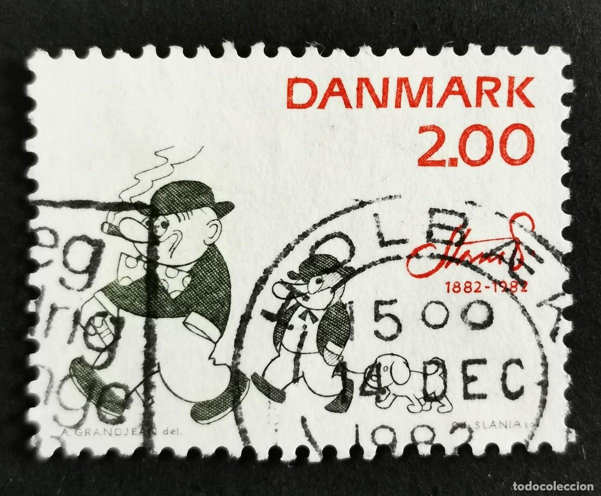 Sellos: Sello Dinamarca 1982, Peter y Ping con el perro, 2,00 dkr. Michel: DK 765