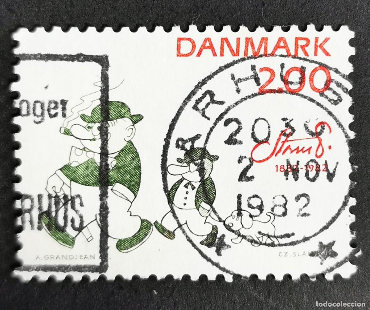 Sellos: Sello Dinamarca 1982, Peter y Ping con el perro, 2,00 dkr. Michel: DK 765