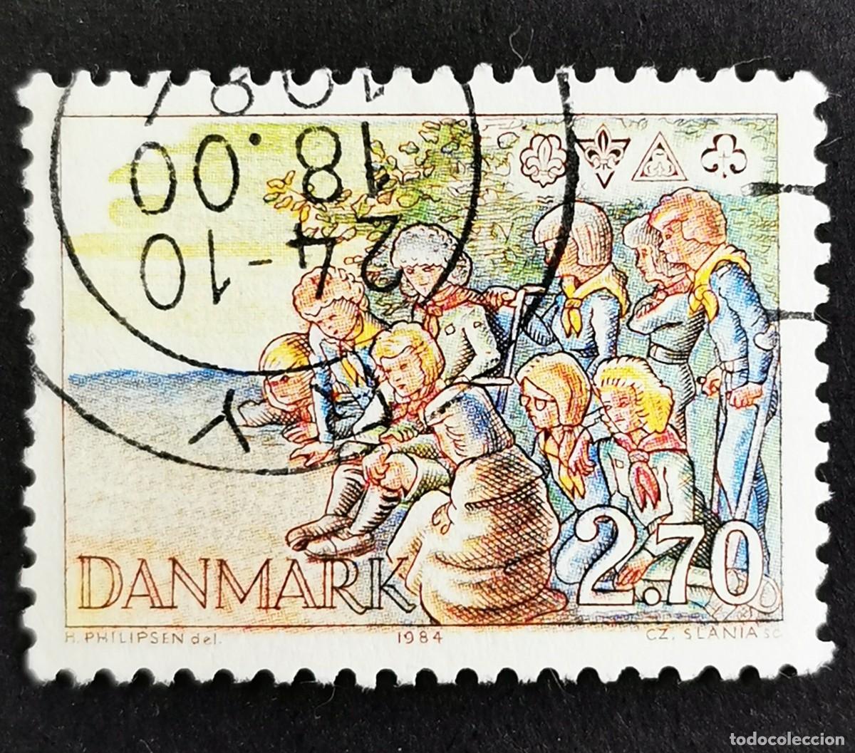 Sellos: Sello Dinamarca 1984, Gu&iacute;as Scouts, 2,70 dkr. Michel: DK 805