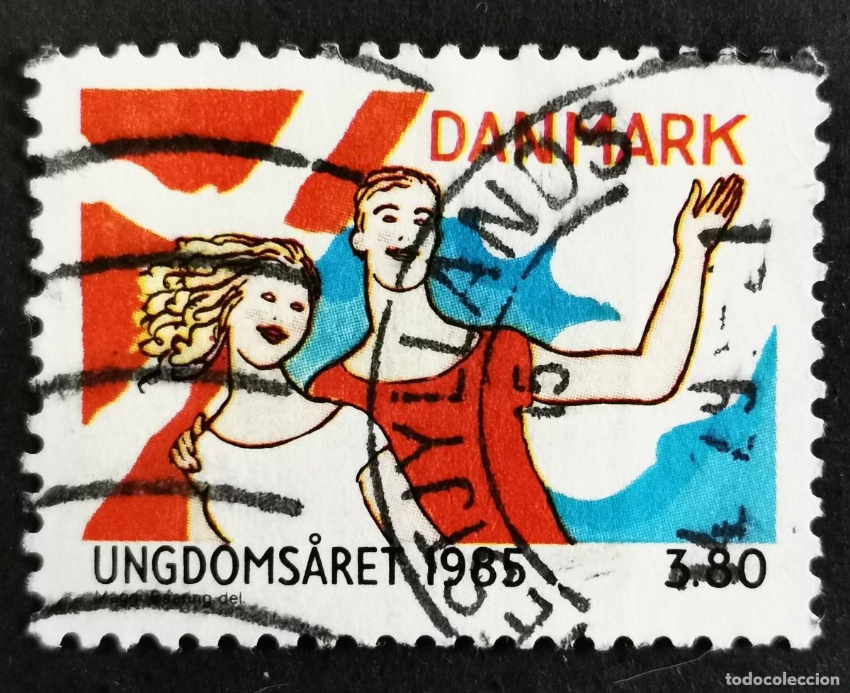 Sellos: Sello Dinamarca 1985, Bandera, ni&ntilde;a y ni&ntilde;o, 3,80 dkr. Michel: DK 834