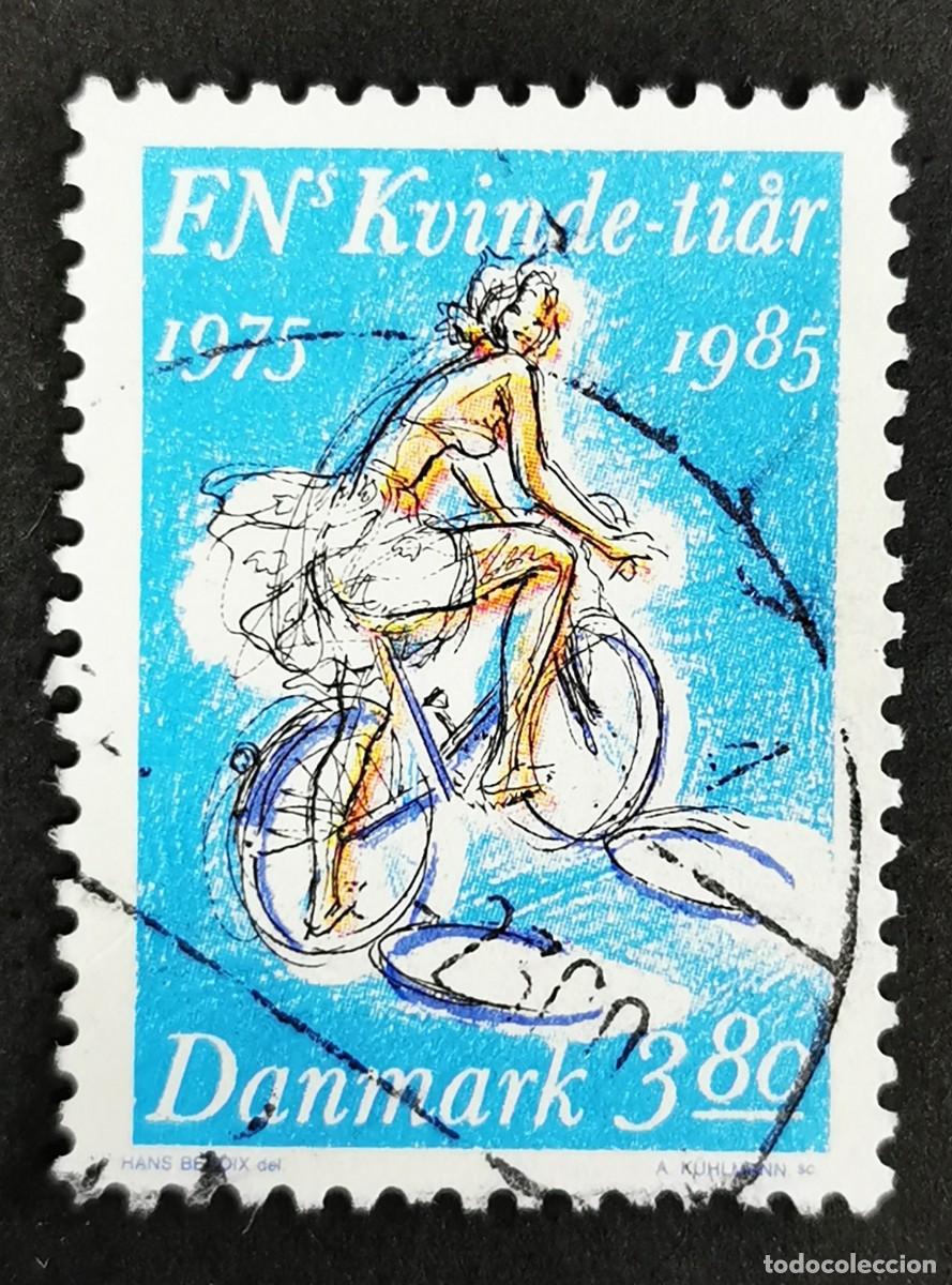 Sellos: Sello Dinamarca 1985, Ciclista femenina, 3,80 dkr. Michel: DK 845