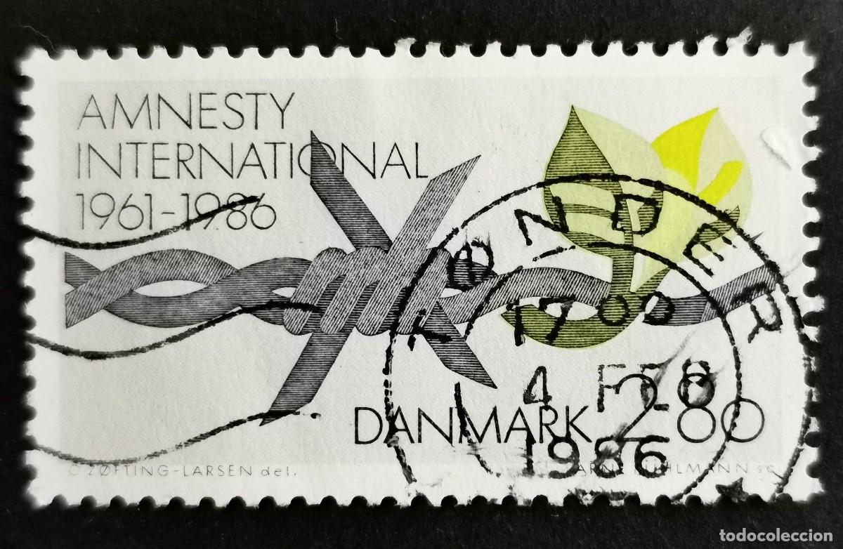 Sellos: Sello Dinamarca 1986, Amnist&iacute;a Internacional, 2,80 dkr. Michel: DK 856