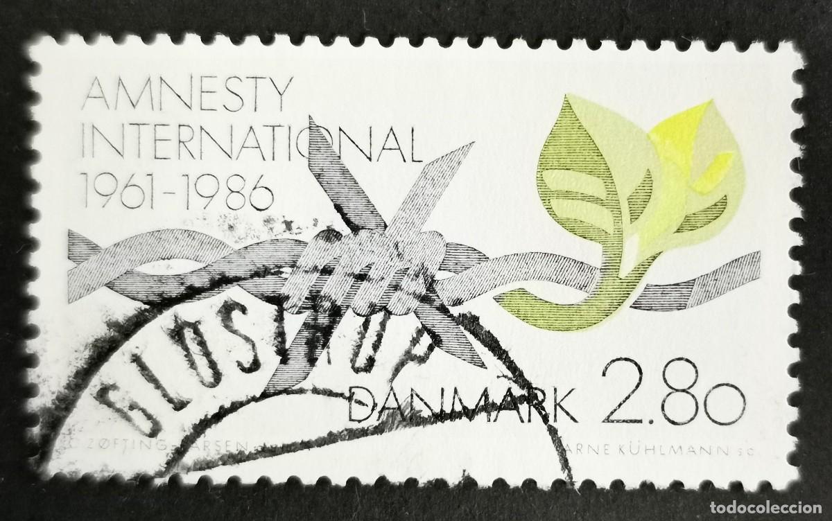 Sellos: Sello Dinamarca 1986, Amnist&iacute;a Internacional, 2,80 dkr. Michel: DK 856