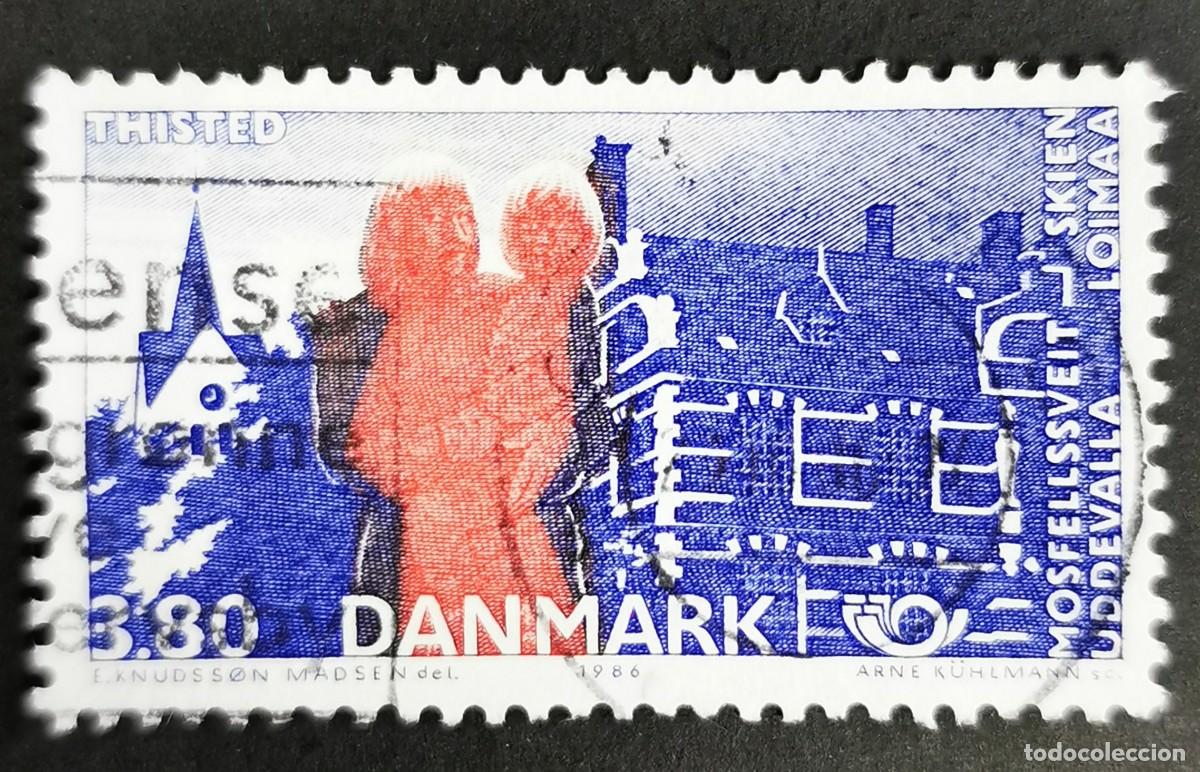 Sellos: Sello Dinamarca 1986, NORDEN Ciudades hermanadas, Thisted, madre con ni&ntilde;o, 3,80 dkr. Michel: DK 869