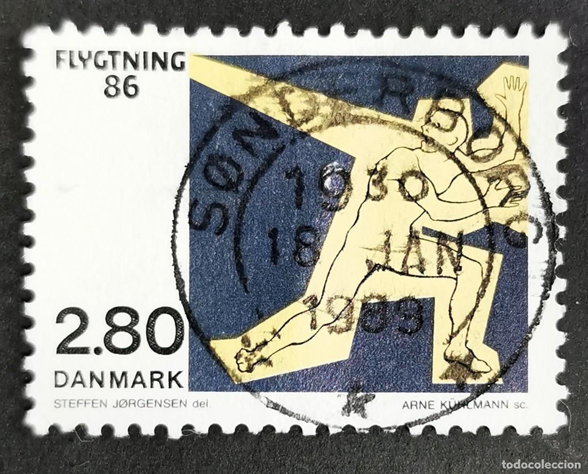 Sellos: Sello Dinamarca 1986, Hombre huyendo, 2,80 dkr. Michel: DK 884