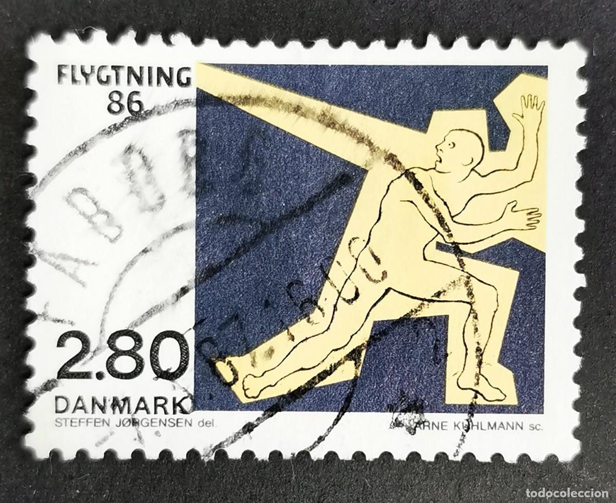 Sellos: Sello Dinamarca 1986, Hombre huyendo, 2,80 dkr. Michel: DK 884