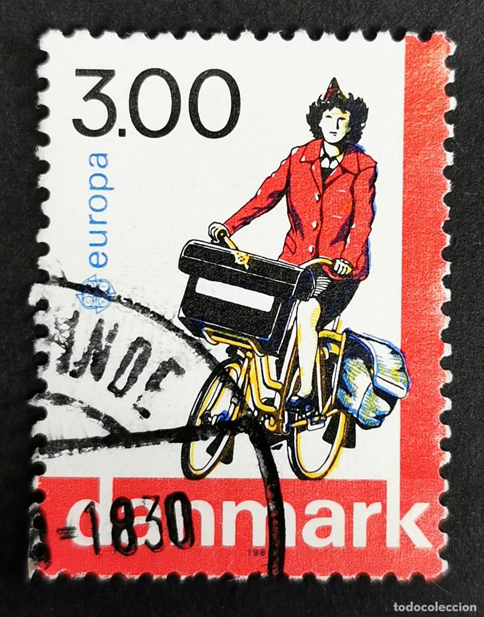 Sellos: Sello Dinamarca 1988, Cartero en bicicleta, 3.00 dkr.. Michel: DK 921