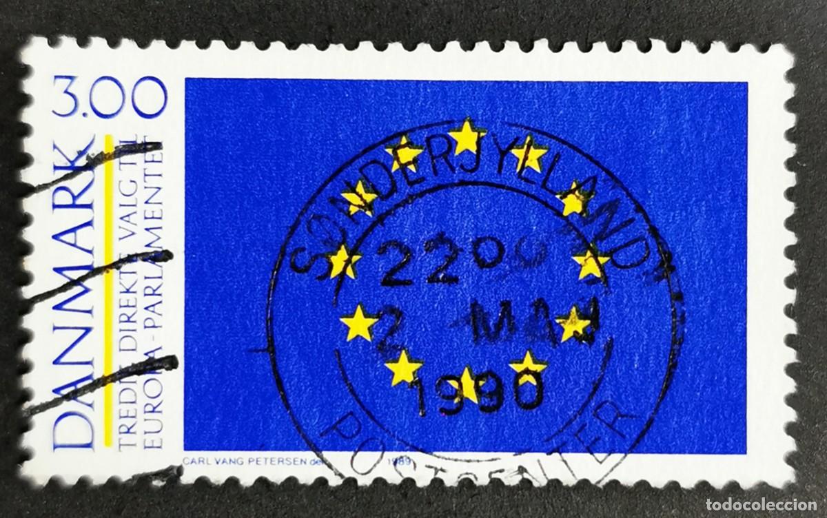 Sellos: Sello Dinamarca 1989, Bandera del Parlamento Europeo, 3,00 dkr. Michel: DK 949