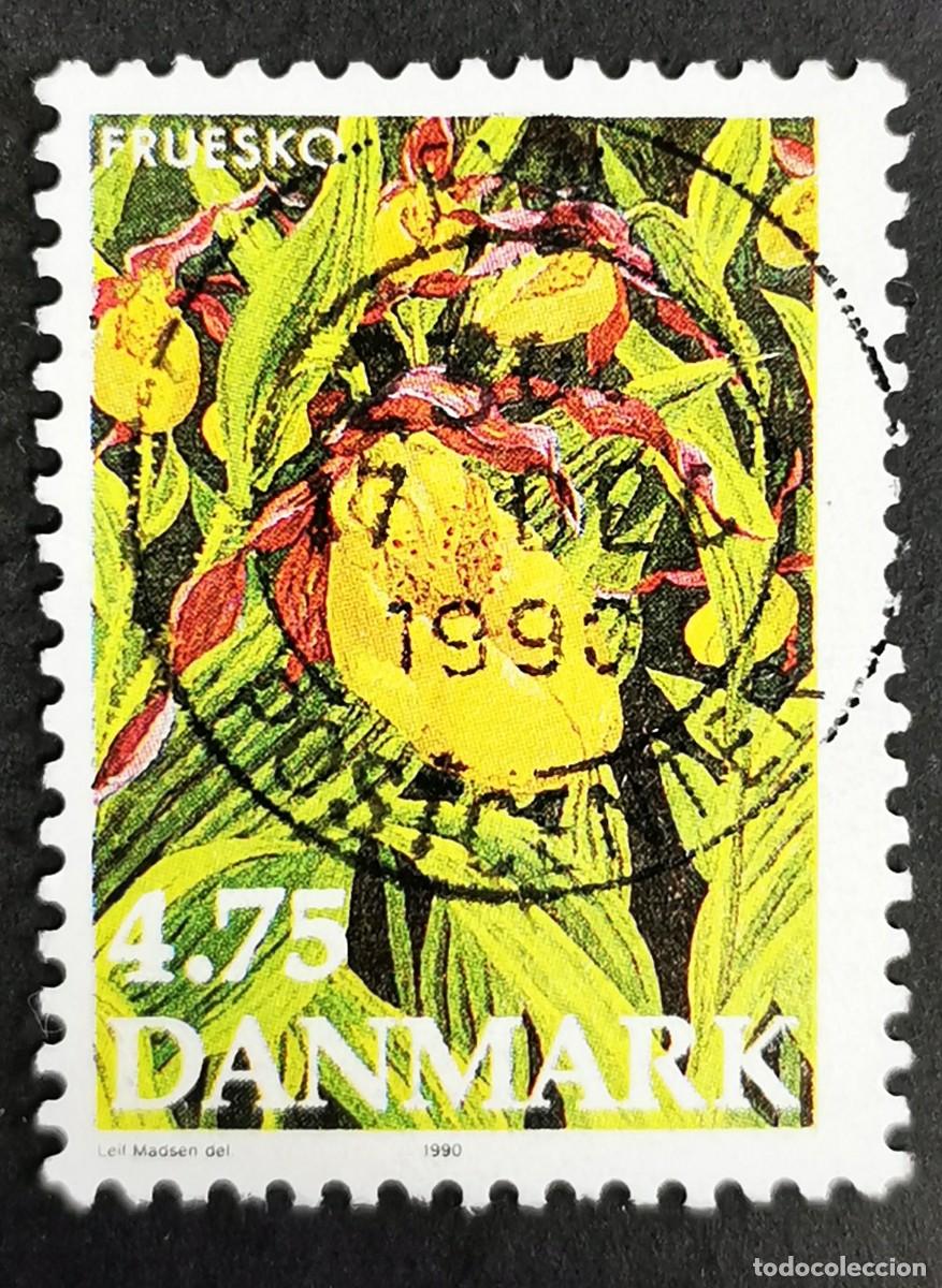 Sellos: Sello Dinamarca 1990, Cypripedium calceolus - Orqu&iacute;dea zapatilla de dama, 4,75 dkr. Michel: DK 984