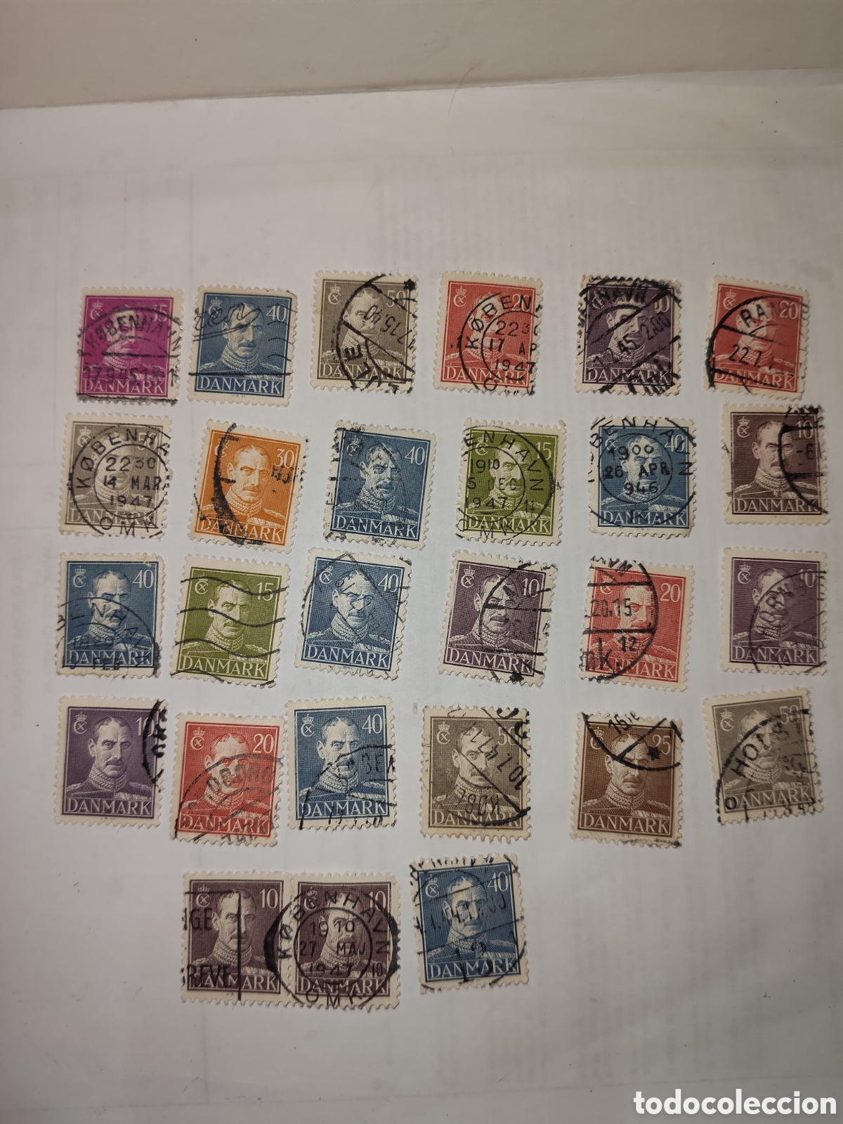 Sellos: 27 sellos de Dinamarca Rey Cristian X 1942-47 usados