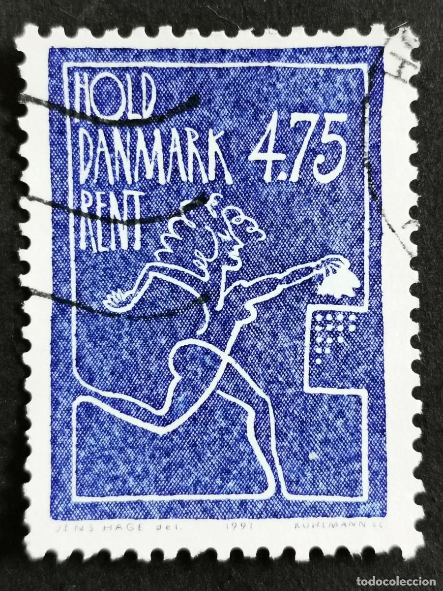 Sellos: Sello Dinamarca 1991, Mujer tirando basura al contenedor, 4.75 dkr. Michel: DK 1011