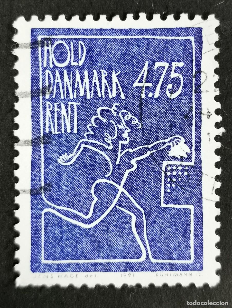Sellos: Sello Dinamarca 1991, Mujer tirando basura al contenedor, 4.75 dkr. Michel: DK 1011