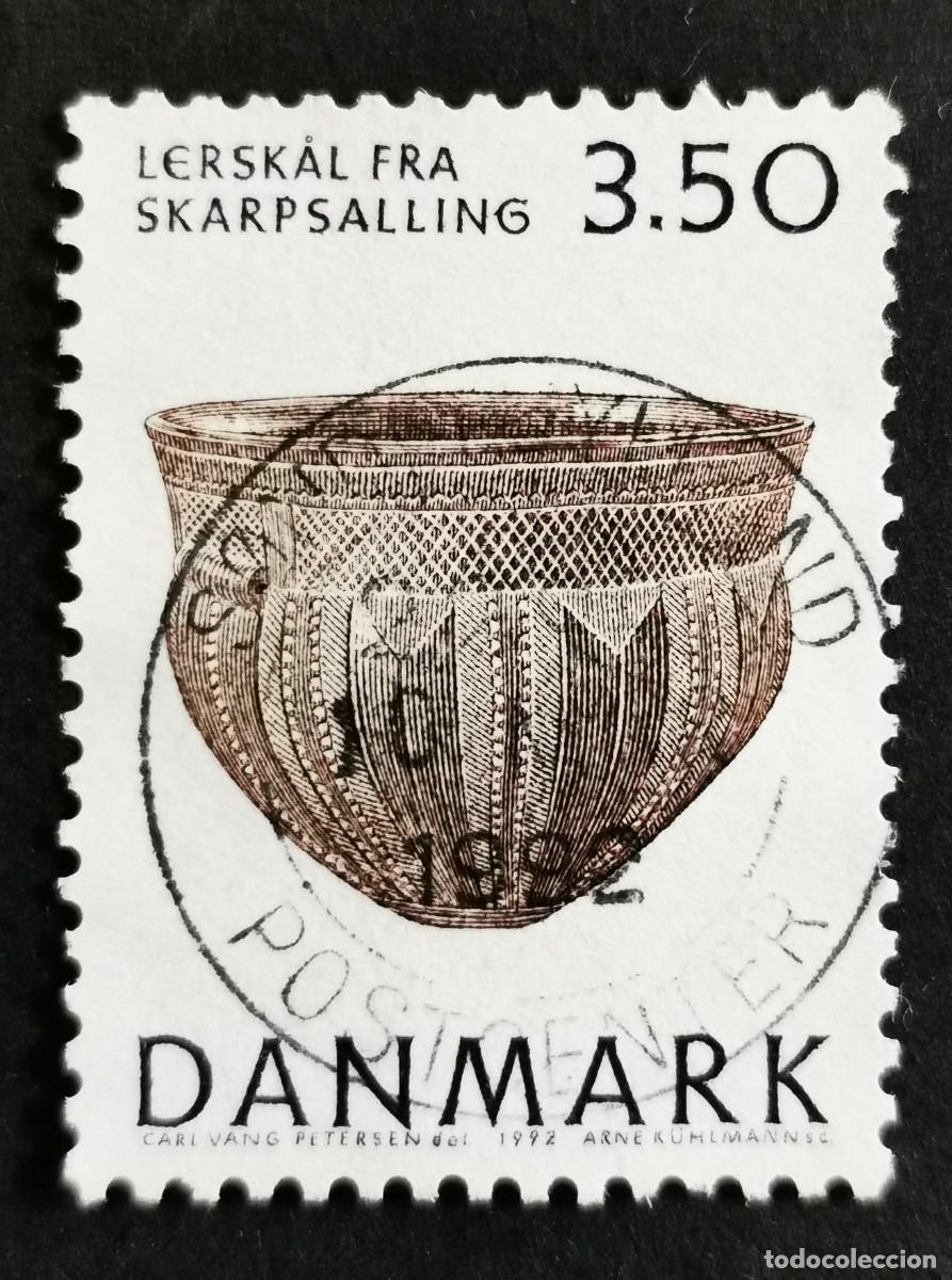 Sellos: Sello Dinamarca 1992, cuenco de barro de Skarpsalling, 3.50 dkr. Michel: DK 1018
