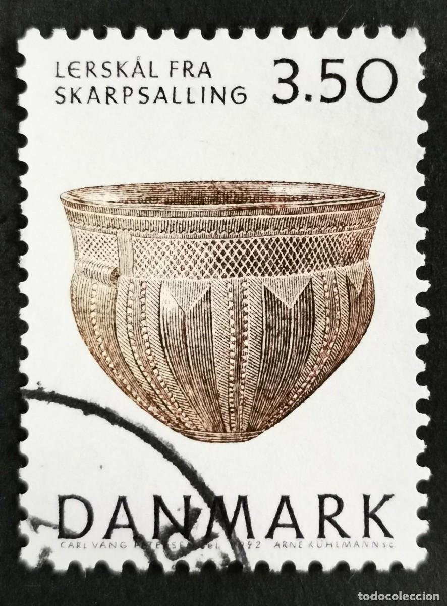 Sellos: Sello Dinamarca 1992, cuenco de barro de Skarpsalling, 3.50 dkr. Michel: DK 1018