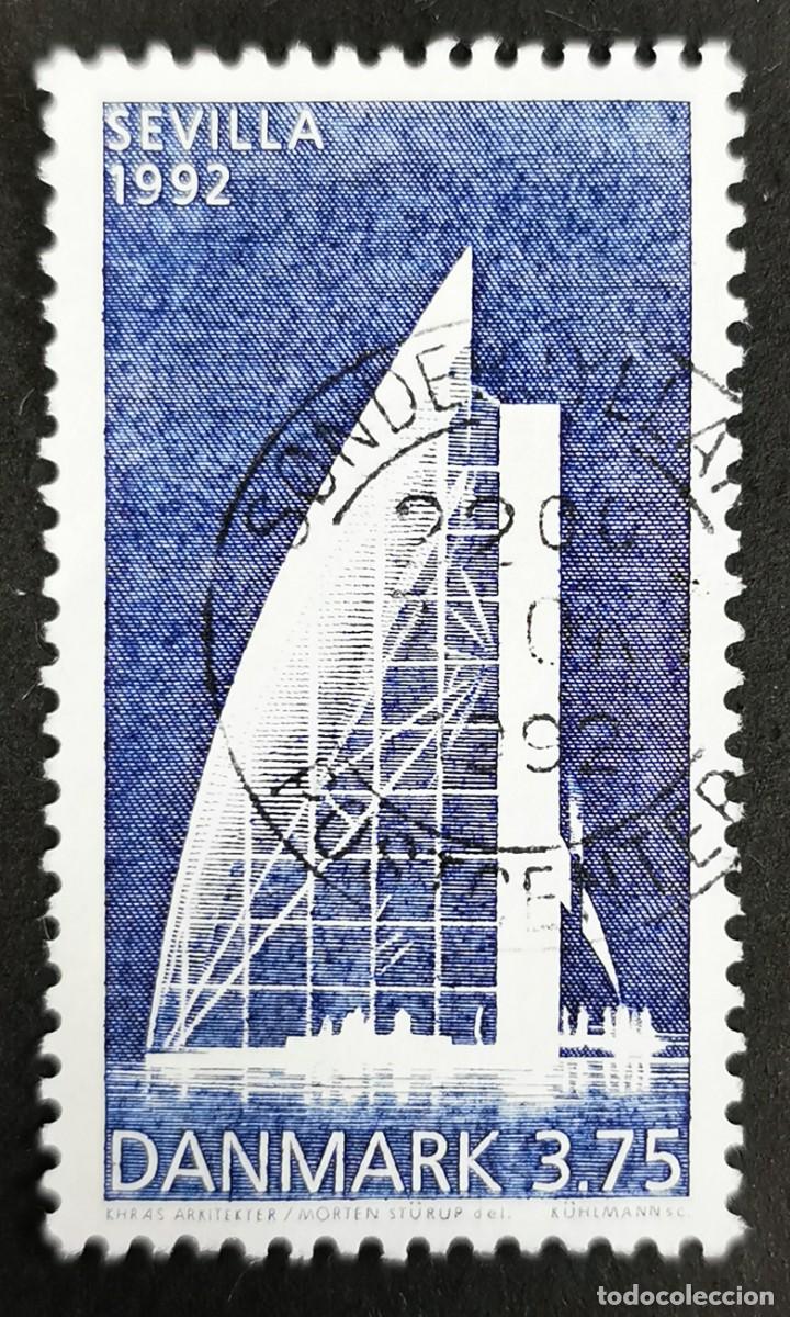 Sellos: Sello Dinamarca 1992, Pabell&oacute;n dan&eacute;s, Exposici&oacute;n Universal Sevilla 1992, 3.75 dkr. Michel: DK 1036