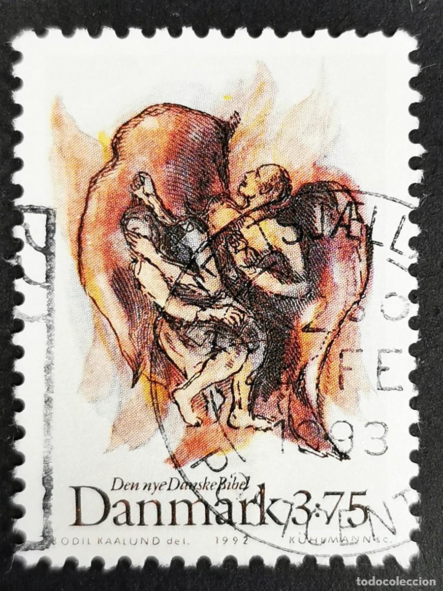 Sellos: Sello Dinamarca 1992, &rdquo;La lucha de Jacob con el &aacute;ngel&rdquo;, 3.75 dkr. Michel: DK 1043