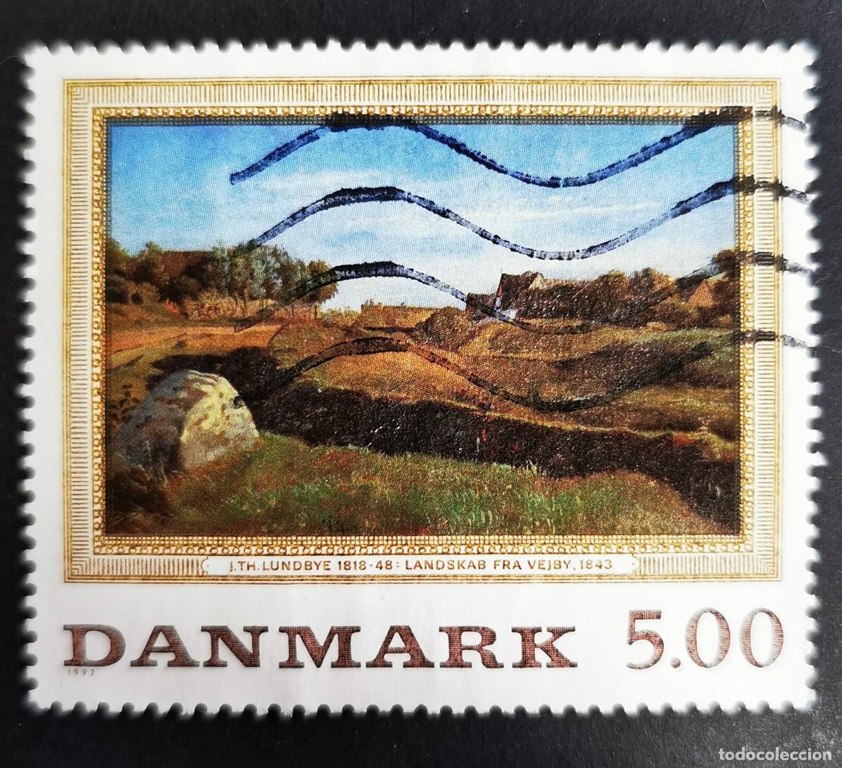 Sellos: Sello Dinamarca 1992, &rdquo;Paisaje de Vejby, 1843&rdquo;, 5.00 dkr. Michel: DK 1044