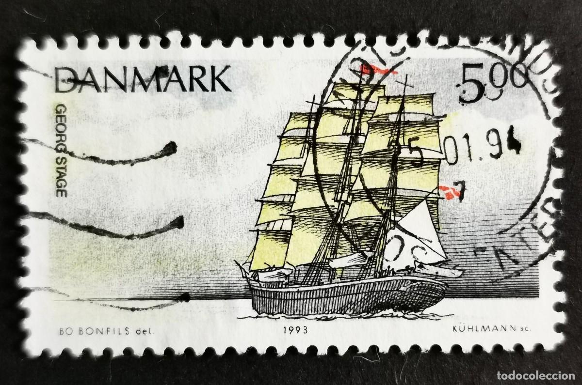 Sellos: Sello Dinamarca 1993,Barco de aparejo completo &rdquo;Georg Stage II&rdquo; (1934), 5.00 dkr. Michel: DK 1059
