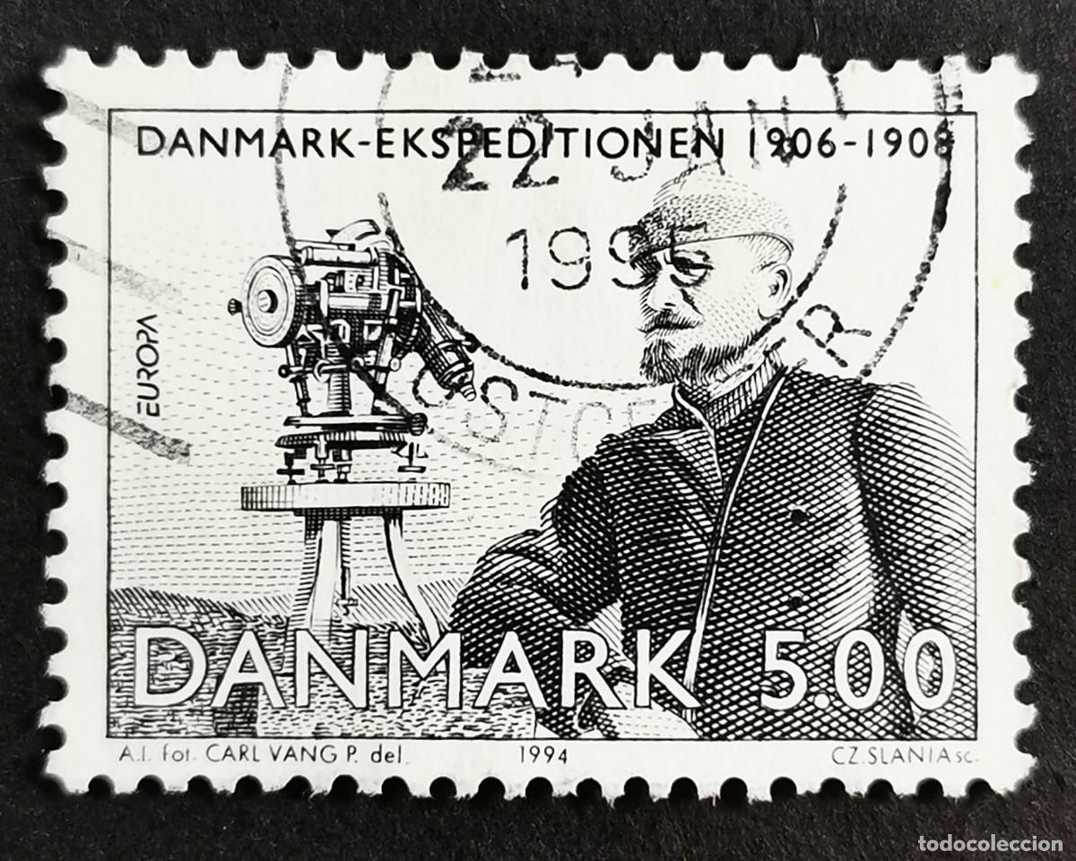 Sellos: Sello Dinamarca 1994, Johan Peter Koch (1870-1928) y el teodolito , 5.00 dkr. Michel: DK 1078