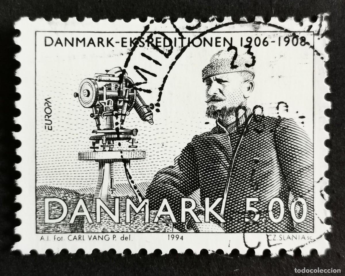 Sellos: Sello Dinamarca 1994, Johan Peter Koch (1870-1928) y el teodolito , 5.00 dkr. Michel: DK 1078