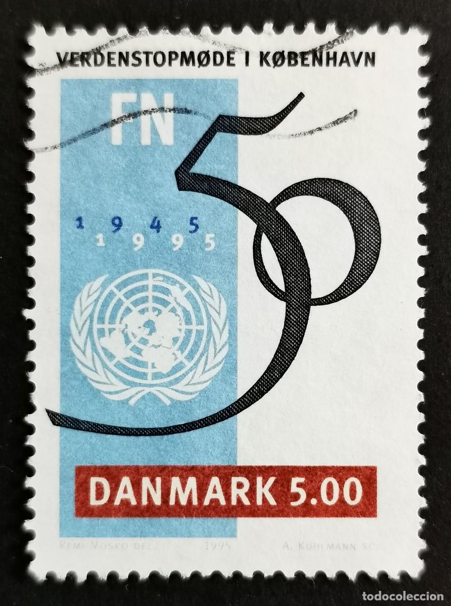 Sellos: Sello Dinamarca 1995, 50&ordm; aniversario de las Naciones Unidas, 5.00 dkr. Michel: DK 1095