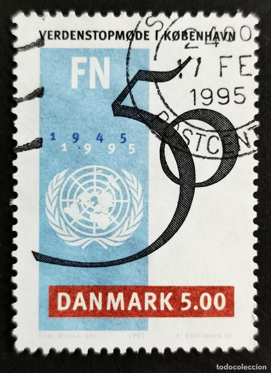 Sellos: Sello Dinamarca 1995, 50&ordm; aniversario de las Naciones Unidas, 5.00 dkr. Michel: DK 1095