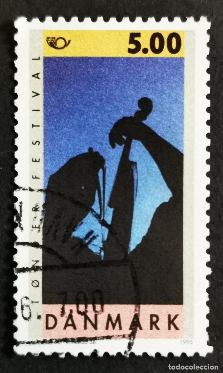 Sellos: Sello Dinamarca 1995, Violinista (21&ordm; aniversario del Festival de Tonder), 5.00 dkr. Michel: DK 1106