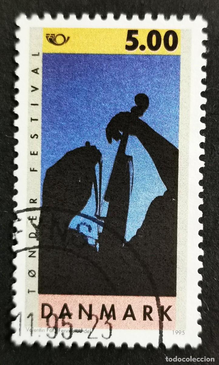 Sellos: Sello Dinamarca 1995, Violinista (21&ordm; aniversario del Festival de Tonder), 5.00 dkr. Michel: DK 1106