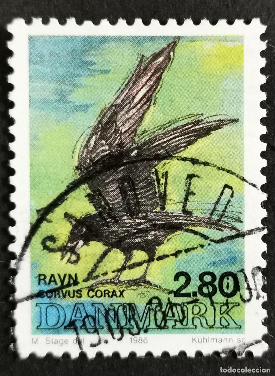 Sellos: Sello Dinamarca 1986, Cuervo com&uacute;n (Corvus corax), 2.80 dkr. Michel: DK 872
