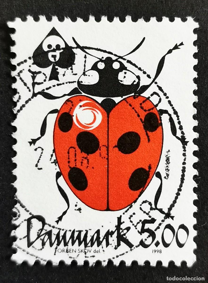 Sellos: Sello Dinamarca 1998, Mariquita siete manchas (Coccinella septempunctata), 5.00 dkr. Michel: DK 1175