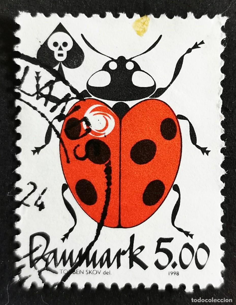 Sellos: Sello Dinamarca 1998, Mariquita siete manchas (Coccinella septempunctata), 5.00 dkr. Michel: DK 1175